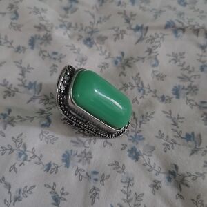 Green Stone Silver Ring